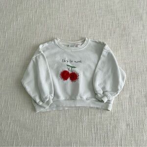 Zara Kids White Sweatshirt with Red Cherry Design